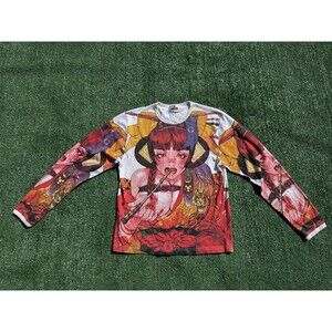 Vintage Work By EAKSAK Anime Japanese Women’s All Over Print Long Sleeve Shirt M
